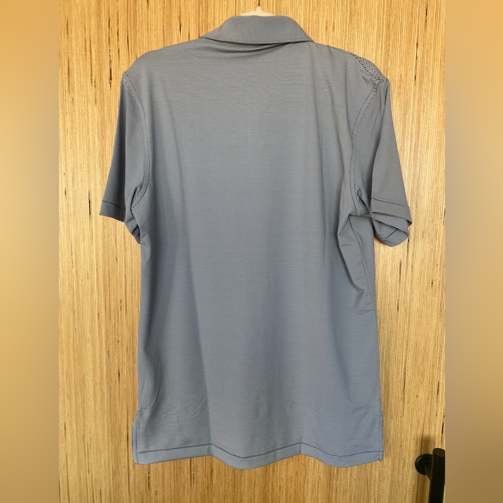 Peter Millar Crown Sport Summer Comfort Navy Stripe Short-Sleeve Polo Small - Picture 6 of 7